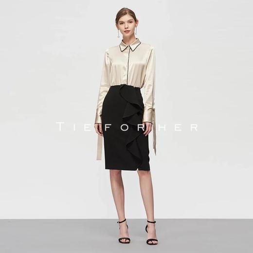 19SSDU71 香槟色真丝绑带衬衫 商品图0