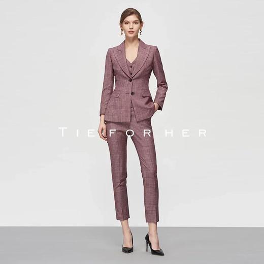 TF208 葡萄紫格纹西装三件套 商品图0