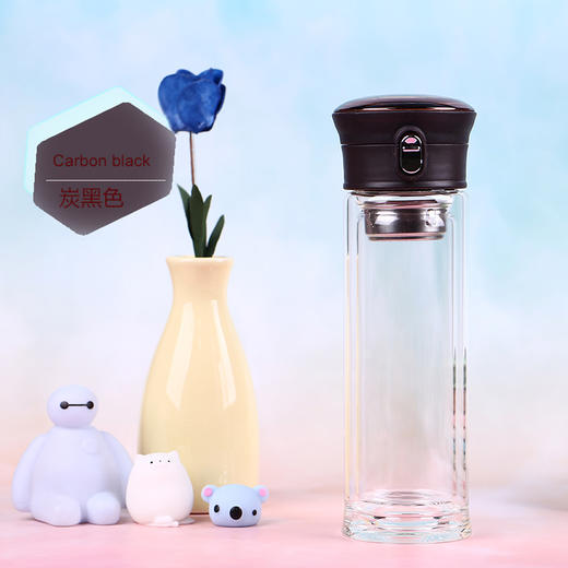 【百汇到家】匡迪弹盖双层女士玻璃杯220ML 商品图2