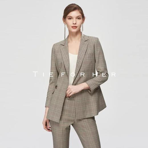 TF209 椰棕色格纹西装两件套 商品图2