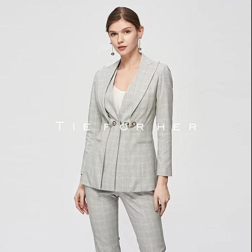 19SSDU38 巴黎灰格纹双层领西装两件套 商品图0
