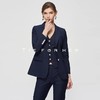 TF195 藏青色白贝壳扣西装三件套 商品缩略图2