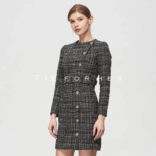 19SSDU91 蓝花色粗花呢连衣裙 商品图2