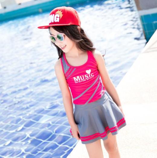 【泳衣】佑游儿童泳衣 女孩分体裙式泳装中大童运动款可爱公主游泳装 商品图4