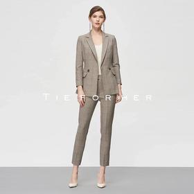 TF209 椰棕色格纹西装两件套