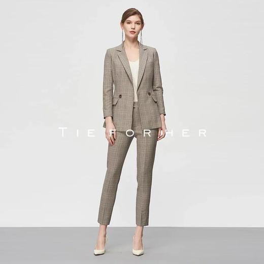 TF209 椰棕色格纹西装两件套 商品图0