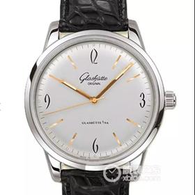 FK格拉苏蒂原创。型号：1-39-52-01-02-04，系列：20世纪复古，男士，透底。全自动机械机芯，精钢外壳，39毫米，9.4毫米，镀银表盘。