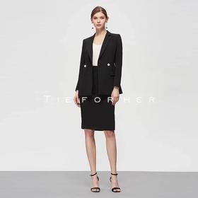 TF207 雅典黑过膝包裙西装两件套