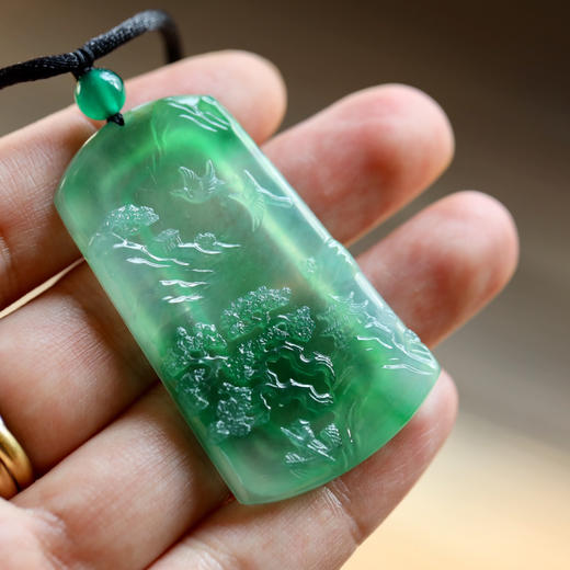 冰种阳绿翡翠山水雕牌 商品图7