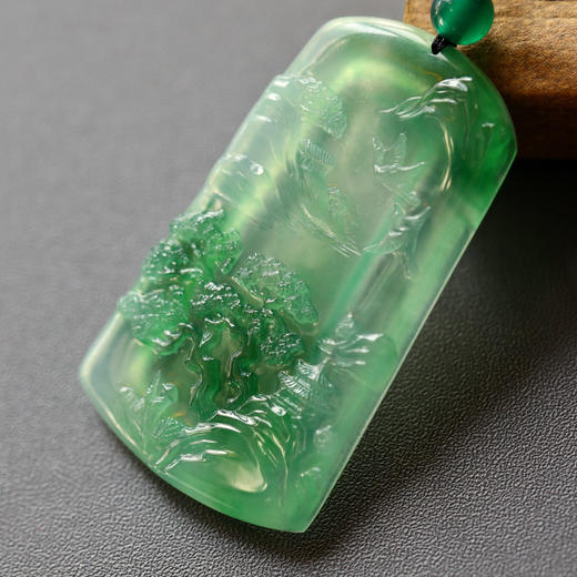 冰种阳绿翡翠山水雕牌 商品图1