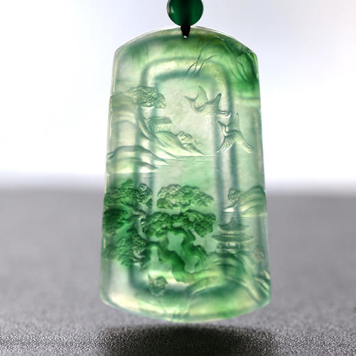 冰种阳绿翡翠山水雕牌 商品图9