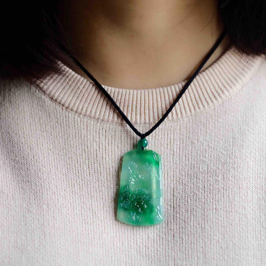 冰种阳绿翡翠山水雕牌 商品图10