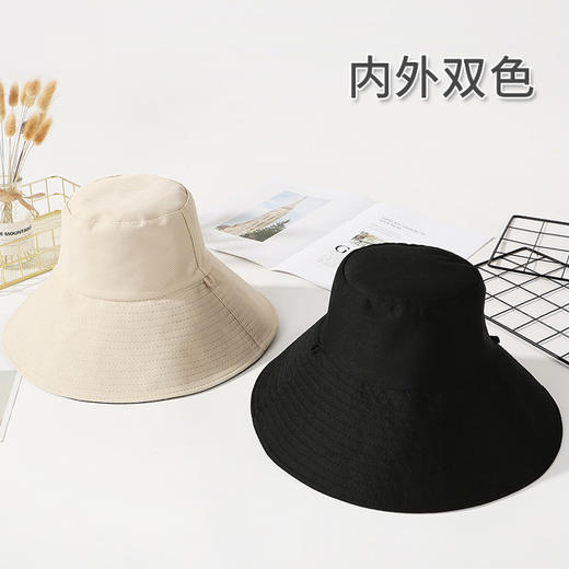 春夏复古防晒帽子女士UV遮阳防晒帽子大檐帽渔夫帽户外双面帽 商品图2