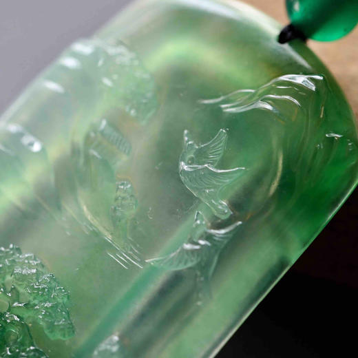 冰种阳绿翡翠山水雕牌 商品图2