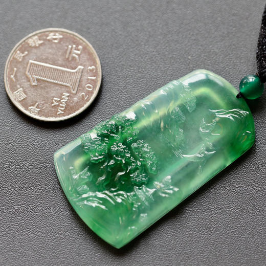 冰种阳绿翡翠山水雕牌 商品图4