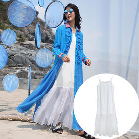 独白吊带拼接连衣裙