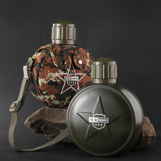 思宝旗舰店真空保温壶旅行者2#户外出行指南针军壶大容量驴友水壶 商品图3