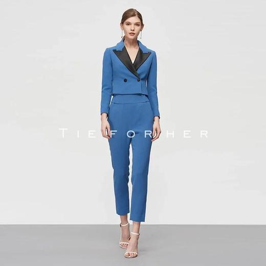 19TFL11鸢尾蓝撞色拼接西装两件套 商品图1