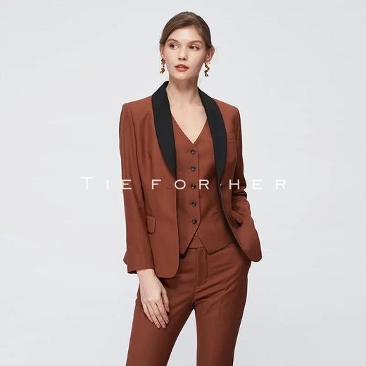 19SSDU51 橙橘色侧边撞色西装三件套 商品图1