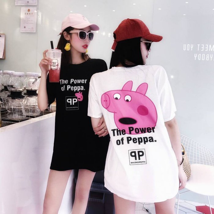 巴黎sj x 小猪佩奇  the power of peppa 联名 情侣款 tee  tx374