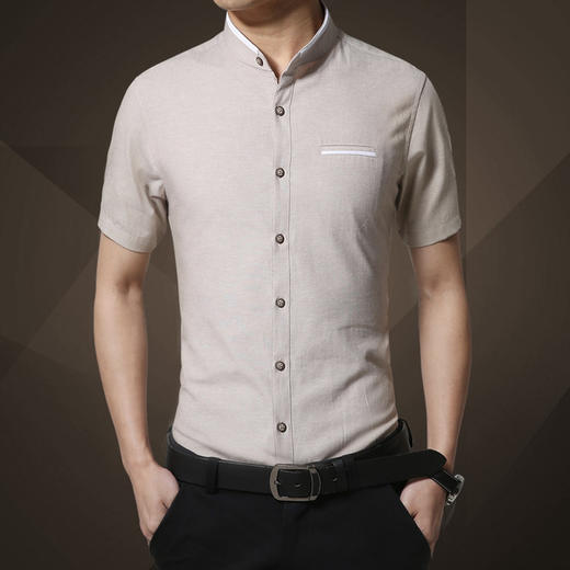 【衬衫】夏季新款韩版潮流青年男式短袖衬衫英伦修身商务半袖休闲衬衣 商品图1