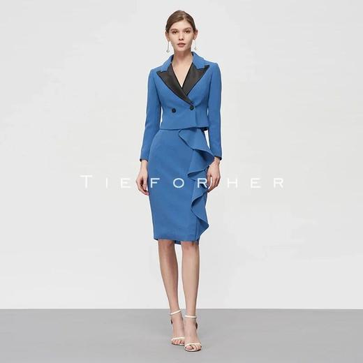 19TFL11鸢尾蓝撞色拼接西装两件套 商品图0