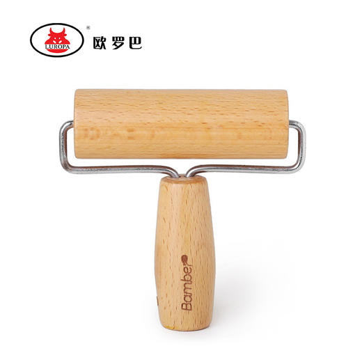 家用实木擀面杖手柄 烘焙工具 披萨饺子皮 滚轮带柄 杆面棍压面棍 商品图1