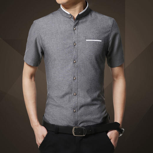 【衬衫】夏季新款韩版潮流青年男式短袖衬衫英伦修身商务半袖休闲衬衣 商品图3