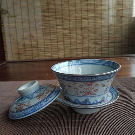 描金彩青花玲珑大盖碗 商品图2