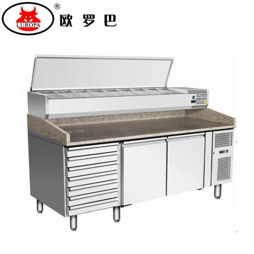 LU-2600欧罗巴披萨操作台1.5 1.8 2米pizza放料台不锈钢大理石桌面冷柜LU-2600 商品图2