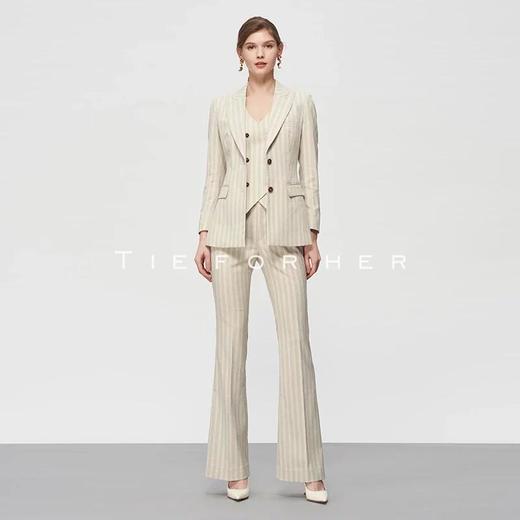 TF197 雀木色三色条纹西装三件套 商品图0