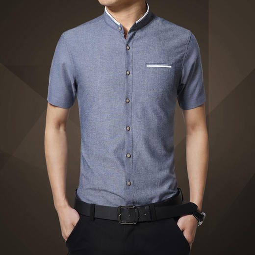 【衬衫】夏季新款韩版潮流青年男式短袖衬衫英伦修身商务半袖休闲衬衣 商品图0