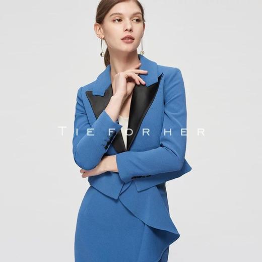 19TFL11鸢尾蓝撞色拼接西装两件套 商品图2
