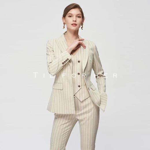 TF197 雀木色三色条纹西装三件套 商品图1