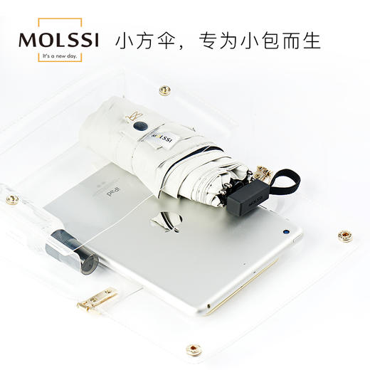 【20新品爆款现货 迷你扁形设计】  MOLSSI小方伞 超轻 口袋迷你 仅18cm 小方身型轻松入包携带 晴雨两用遮阳伞 商品图6