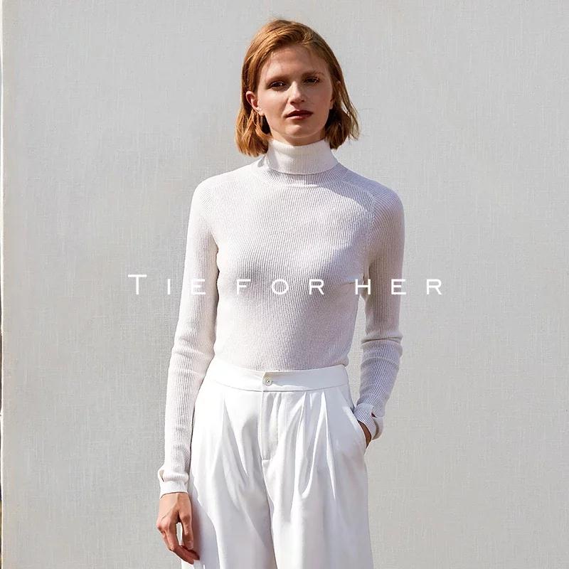 18AWP01 亮白色高领羊毛针织衫