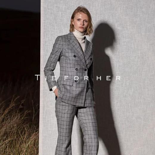 18LUX1 （玛瑙灰）Agate grey格纹修身西装两件套 商品图0