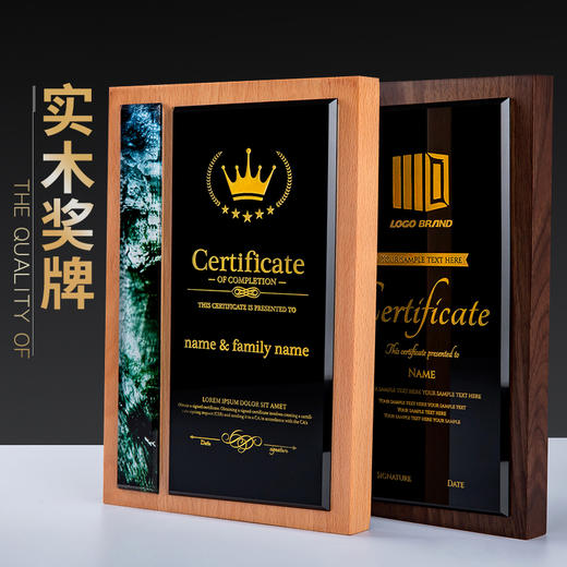 榉木实木奖牌定制定做加盟经销商代理授权牌授权证书荣誉牌匾制作 商品图0