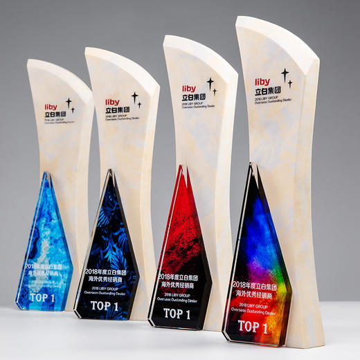 明日之星大理石奖杯水晶定制奖牌授权牌制作彩色定做年会颁奖礼品 商品图2