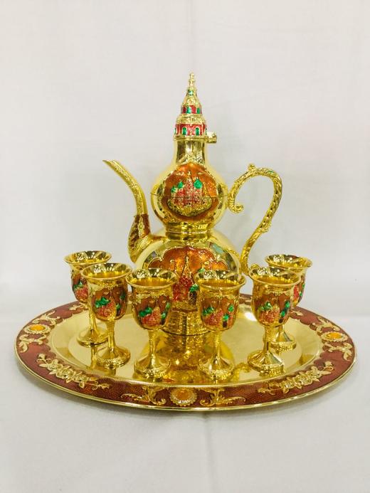 西域楼兰 葫芦多彩酒具 套装（6个小酒杯，托盘） 商品图1