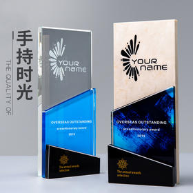 大理石彩色水晶奖牌定制定做创意刻字经销代理商加盟授权牌制作