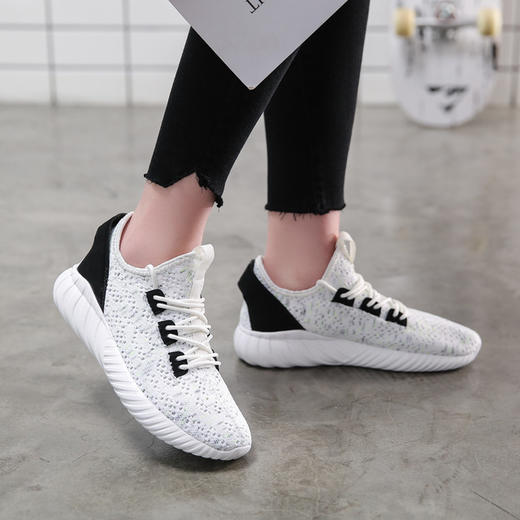 【运动鞋】.春季女鞋网面透气休闲运动鞋男韩版潮情侣飞织学生椰子跑步鞋 商品图1