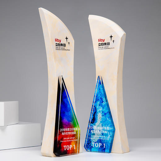 明日之星大理石奖杯水晶定制奖牌授权牌制作彩色定做年会颁奖礼品 商品图4