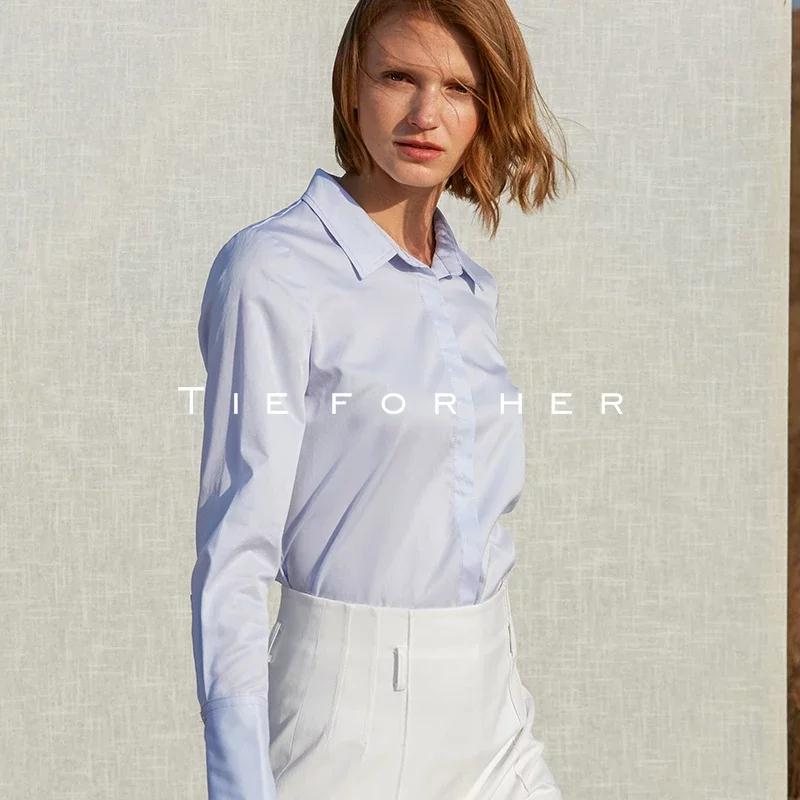 18AWDU19 飘逸蓝风琴褶基础衬衫