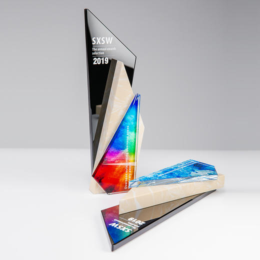 大理石彩色几何水晶奖杯定制创意刻字设计师奖牌年会颁奖礼品制作 商品图3