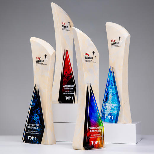 明日之星大理石奖杯水晶定制奖牌授权牌制作彩色定做年会颁奖礼品 商品图3
