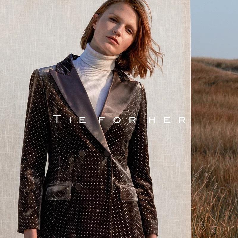 18TFL02 涅咖色丝绒压钻西装两件套