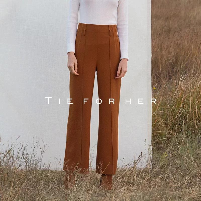18AWDD08 马鞍棕高腰阔腿裤