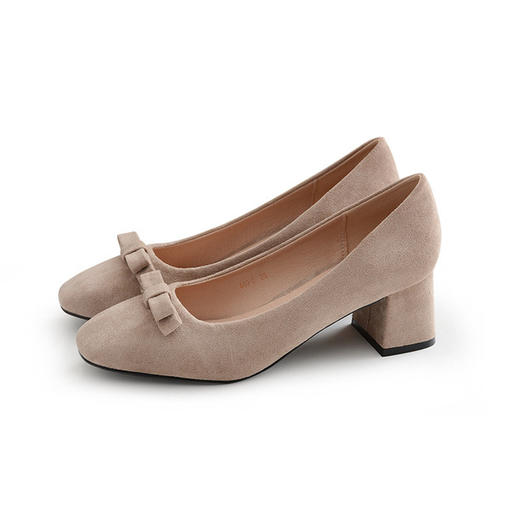 【服饰鞋包】春季单鞋女方头蝴蝶结粗跟高跟鞋中跟女鞋 商品图4