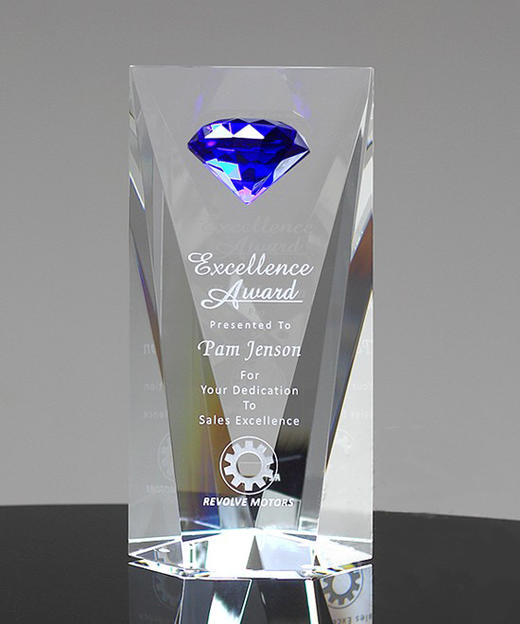 蓝色之光钻石奖杯靓丽高端企业进步颁奖奖品 商品图0